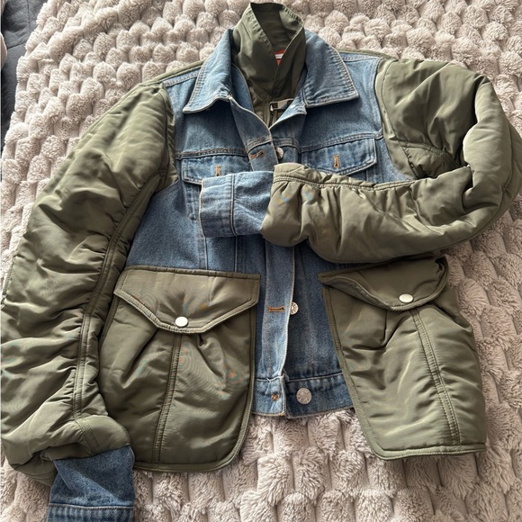 Jackets & Blazers - Denim and Olive Green Jacket